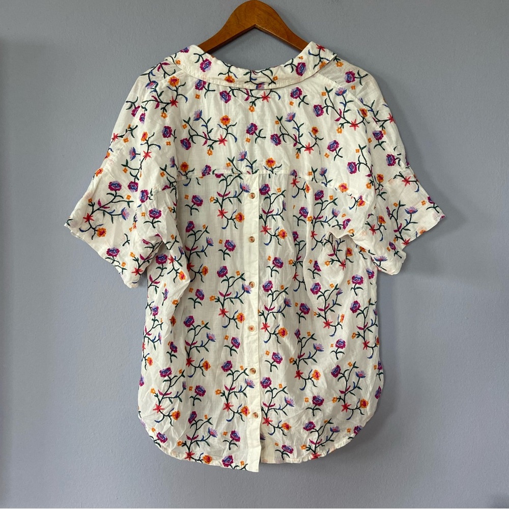 Anthropologie Floral Blouse - White, Purple, Orange - Picture 8 of 10